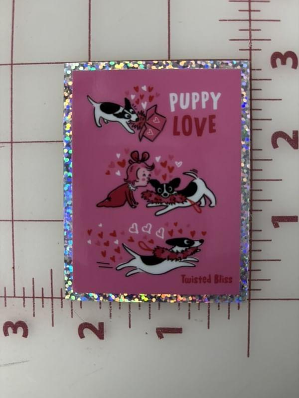 Puppy Love Glitter Sticker